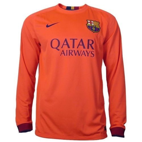 Детская футболка Barcelona Гостевая 2014 2015 с длинным рукавом 2XL (рост 164 см)