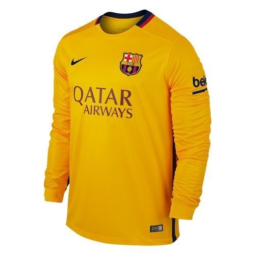 Детская футболка Barcelona Гостевая 2015 2016 с длинным рукавом 2XL (рост 164 см)