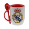 Красная кружка с ложкой с логотипом Реал Мадрид